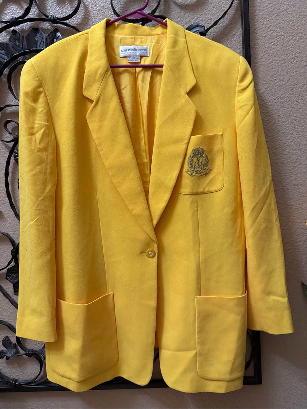 Liz Claiborne Bright Yellow Single-Button Blazer Size 16 LIKE NEW